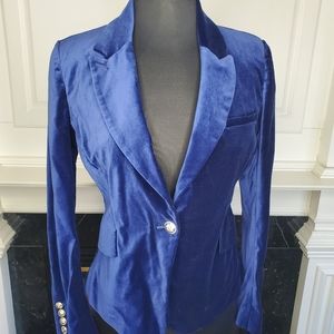 WHITE HOUSE BLACK MARKET VELVET ROYAL BLUE BLAZER